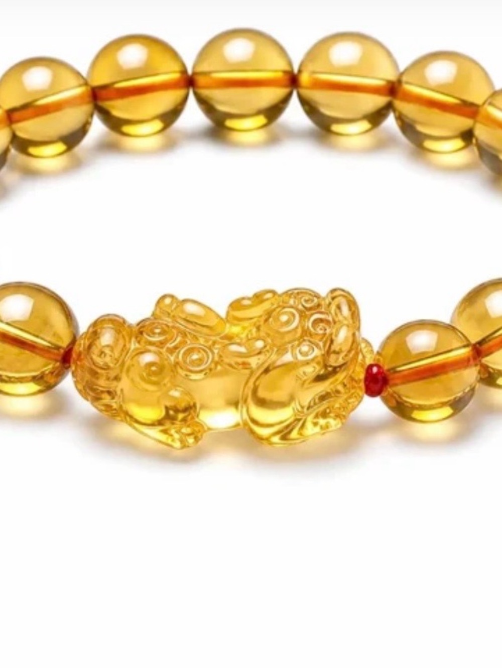 Golden Citrine Natural Bead Stone Bracelet with Pixiu Charm